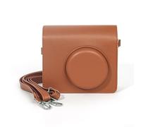 Leather Hard Shell Camera Bag with Crossbody Strap, Designed for KODAK MS300, Offering Protective Storage Solution for Photographers on the Move (Brown)