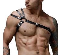 Leather Harness Men's Gay Body Chest Half Harness PU Leather Erotic Men Gay Fetish Shoulder Strap Belt Sexy Chest Harness Punk Gothic Slave Bondage