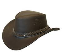 Leather HAT Aussie Bush Cowboy Style Classic Western Outback Brown M