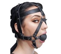 Master Series Leather Head Harness with Ball Gag