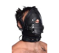 Leather Head Harness with Removable Gag - Adjustable Bondage Restraint for BDSM Roleplay, Heavy-Duty Leather & Metal Hardware