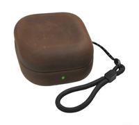 Leather Headphone Cover for Buds 4 Scratch Resistant Leather | Handmade artisan craft, leather texture, unique style, fits for galaxy for buds 4 series, includes lanyard(Dark Brown)