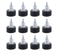 Leather Hero Black & Natural Twist Top Caps, 12 Pack - 4 oz. Capacity, BPA Free, Reusable, Ideal for Squeeze Bottles, Angelus Paint Bottles, Crafts, Art, Glue and More