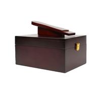 Leather Hero Wood Shoe Shine Valet Box with Foot Rest, Shoe Care Kit Storage Box, Multi-Functional Valet for all your Shoe Care Supplies - Shine Box Only, Mahogany, L
