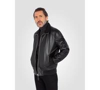 Leather High Neck Jacket Black