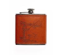 Leather Hip Flask - Fishing Selbrae House Brown One Size