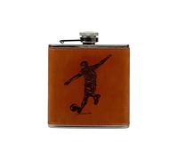 Leather Hip Flask - Football Selbrae House Brown One Size