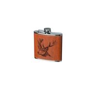 Leather Hip Flask - Stag Selbrae House Brown One Size