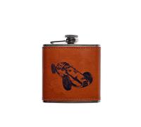 Leather Hip Flask - Vintage Racing Car Selbrae House Brown One Size