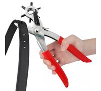 Leather Hole Punch Belts Super Heavy Duty Rotary Puncher, 6 Hole Sizes Maker Tool Watch Bands, Straps, Dog Collars, Saddles, Shoes, Fabrics, DIY Home or Craft Projects (Red)