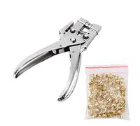 Leather Hole Punch Plier Tool, 6.1 Inch Belt Puncher with 100 Pieces 4.5mm Hollow Eyelets for Tarps, Tents, Canvas Bags, Awnings, Pool Covers, DIY Home Craft