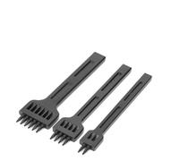 Leather Hole Punch Set, 3 Piece Steel Prong Chisel Tool with 4mm Spacing, Round Head Punches for Basic Leathercraft and Hand Stitching