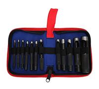 Leather Hole Punch Set Professional Ergonomic Steel Hand Operated Punching Tool for Leather Crafting 12 or 15 Hole Punchers 3mm to 25mm Sizes (12 pieces (3-19mm))