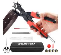 Leather Hole Punch Tool Set, Multi Hole Sizes Puncher, Revolving Punch Plier Kit for Belts, Watch Bands, Handbag Straps, Dog Collars and More