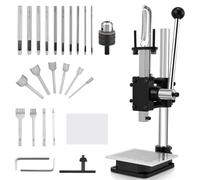 Leather Hole Puncher Kit, Heavy Duty Hand Press Puncher Machine with Aluminum Plate, 4 Prong Punches, 10 Hollow Punches, 6 Edge Punches, PP Plate, Chuck, for DIY Leather Craft Punching Holes Cutting