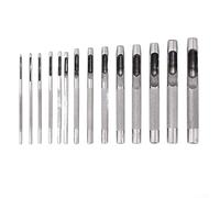Leather Hollow Hole Punch Set 14PCS with Round Punch Sizes 1mm 10mm for Belt, Watch Band, Gasket and General Craft Use