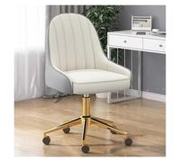 Leather Home Office Chair - Adjustable Rolling Accent Chair with Ergonomic Backrest, Upholstered Mid-Back Design for Comfortable Computer Work