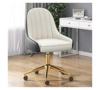 Leather Home Office Chair - Adjustable Rolling Accent Chair with Ergonomic Backrest, Upholstered Mid-Back Design for Comfortable Computer Work