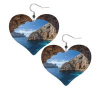 Leather Hoop Earrings For Women Heart Shape Earrings Outfits Accessories | Arch In Mallorca Spain Dangle Earrings Silver Boho Earring Lightweight Fashion Jewelry Gifts For Women Ladies