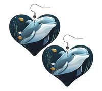 Leather Hoop Earrings For Women Heart Shape Earrings Outfits Accessories | Dolphins Lovers Dangle Earrings Silver Boho Earring Lightweight Fashion Jewelry Gifts For Women Ladies