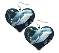 Leather Hoop Earrings For Women Heart Shape Earrings Outfits Accessories | Dolphins Lovers Dangle Earrings Silver Boho Earring Lightweight Fashion Jewelry Gifts For Women Ladies