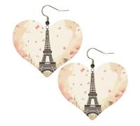 Leather Hoop Earrings For Women Heart Shape Earrings Outfits Accessories | Eiffel Tower Bicycle Dangle Earrings Silver Boho Earring Lightweight Fashion Jewelry Gifts For Women Ladies