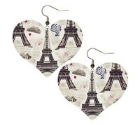 Leather Hoop Earrings For Women Heart Shape Earrings Outfits Accessories | French Paris Tour Eiffel Tower Dangle Earrings Silver Boho Earring Lightweight Fashion Jewelry Gifts For Women Ladies