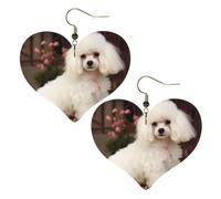 Leather Hoop Earrings For Women Heart Shape Earrings Outfits Accessories | French Poodle Dangle Earrings Silver Boho Earring Lightweight Fashion Jewelry Gifts For Women Ladies