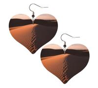 Leather Hoop Earrings For Women Heart Shape Earrings Outfits Accessories | Lonely Shadow On The Desert Dangle Earrings Silver Boho Earring Lightweight Fashion Jewelry Gifts For Women Ladies