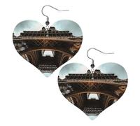 Leather Hoop Earrings For Women Heart Shape Earrings Outfits Accessories | Look Up Eiffel Tower Dangle Earrings Silver Boho Earring Lightweight Fashion Jewelry Gifts For Women Ladies