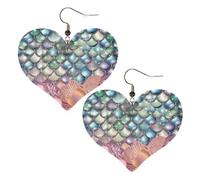 Leather Hoop Earrings For Women Heart Shape Earrings Outfits Accessories | Pearl Fantasy Mermaid Scales Dangle Earrings Silver Boho Earring Lightweight Fashion Jewelry Gifts For Women Ladies