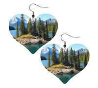 Leather Hoop Earrings For Women Heart Shape Earrings Outfits Accessories | Spirit Island In Lake Dangle Earrings Silver Boho Earring Lightweight Fashion Jewelry Gifts For Women Ladies