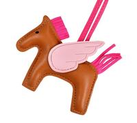 Leather Horse Bag Charm, PU Bags Charm for Women Girls Ladies, Pony Keychain Pendant for Crossbody Shoulder Backpacks Canvas Handbags Tote Bag Designer Car Hanging Accessories, Brown with Pink Wing