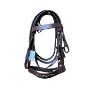 Leather Hunter Horse Bridle with Stitched Noseband And Grip Reins Comfortable Genuine Leather for Shetland And Mini Shetland in Brown (Mini-Shetland)