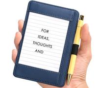 Leather Index Card Holder Blue 3 x 5 PU Index Card Wallet Portable Pocket Notepad Holder with 25 Lined Sheets Mini Note Card Holder Writing Case with Card Slot Note Card Case for Record Sports No Pen
