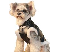 Leather Jacket for Dogs Waterproof Coat with Fleece Lining Winter Warm Halloween Rock Star Costume Motorcycle Clothes