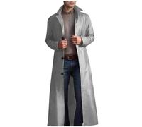 Leather Jacket for Men Clearance,Men PU Long Trench Coat Today's Deals,Solid Lapel Long Sleeve Buttons Overcoat Outdoor Casual Sport Motorcycle Punk Jackets Winter Warm Parka Coats UK Size 8-22