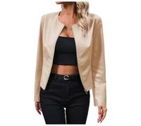 Leather Jacket for Women, Pu Moto Motorcycle Classic Biker Jacket Zip Up Vintage Bomber Jackets Standing Collar Leather Coat Leather Motorcycle Jacket Jacket Women Spring and Autumn Coat