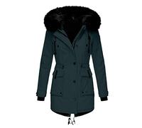 Leather Jacket for Women Women's Plus Size Winter Coats, Women's Waterproof Ski Jacket Hooded Winter Snow Coat Windproof Raincoat Winter Warm Snow Coat(Dark Green-j,4XL)