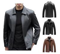 Leather Jacket Mens Faux Leather Biker Jacket with Pockets Pu Turndown Collar Motorbike Jackets Long Sleeve Regular Fit Motorcycle Coats Full Zip Casual Punk Tops Men Outwear
