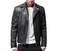 Leather Jacket Men's Jackets Faux Leather Biker Jacket Bomber Jacket Elegant Motorcycle Jacket Biker Coat Transition Top Plain Windproof Windbreaker Softshell Jacket Outdoor Jacket, black, L