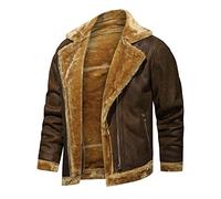 Leather Jacket Mens, Mens Jackets Smart Casual Brown Aviator Real Goat Skin Leather Shearling Style Vintage Bomber Flying Zip Up Bomber Jacket Men Jacket Men Mens Jacket Winter Outwear Pu Coat