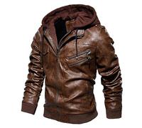 Leather Jacket Mens, Motorbike Jackets for Men Brown Aviator Real Goat Skin Leather Shearling Style Vintage Bomber Flying Zip Up Bomber Jacket Mens Jacket Men Mens Jacket Winter Outwear Pu Coat