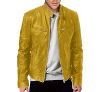 Leather Jacket Mens Uk Slim Fit Zip Up Motorcycle Jacket Vintage Cafe Racer Faux Leather Jackets Stand Collar Bomber Jackets with Pockets Autumn Cropped Coat Military Style PU Wax Outerwear for Daily