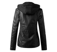 Leather Jacket Women, Long Sleeves Zip Up Biker Classic Brando Moto Ladies Jacket Soft Multi Zip Coat Outwear Women Pu Leather Coat Motorcycle Jacket Ladies Jackets Spring and Autumn Coat