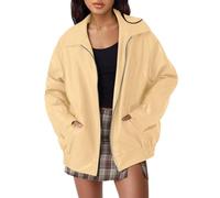 Leather Jackets for Women UK Oversized Faux Suede Fall Fashion Motorcycle Coats Winter Plus Size Moto Biker Coat Ladies Outfits Clothes 2024 (Yellow-B, L)