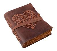 Leather Journal, Beautiful Heart Embossed Journals for Women, Deckle Edge Vintage Paper Leather Journals for Women | Vintage Journal, Writing Journals for Women, 240 Pages of Antique Paper, Old Paper