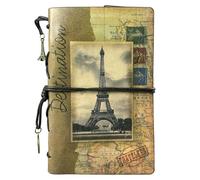 Leather Journal for Women Men, Refillable Travelers Notebook Antique Handmade Journals for Writing Art Sketchbook Travel Diary Luxury Gifts for Birthday Thanksgiving 90 Sheets A6(01 Paris)