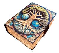 Leather Journal Grimoire Notebook - Tree of Life Book of Shadows with Lock Closure, 400 Page Deckle Edge Paper, 7x5 Vintage Writing Sketchbook, Witchcraft Travel Diary Gift for Women Men