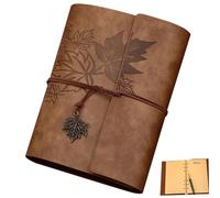 Leather Journal, Leather Journal 160 Pages Notebook A5 Size Daily Notepad, Vintage Ring Binder Soft Cover Refillable Notebook Blank Recipe Book Gifts for Adults
